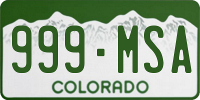 CO license plate 999MSA