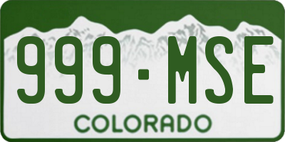 CO license plate 999MSE