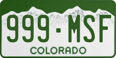 CO license plate 999MSF