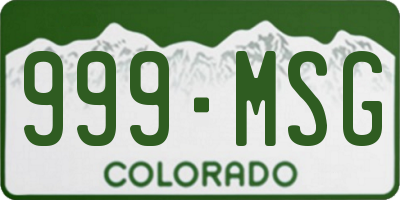 CO license plate 999MSG