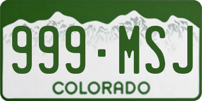 CO license plate 999MSJ