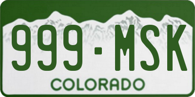 CO license plate 999MSK