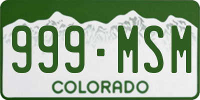 CO license plate 999MSM
