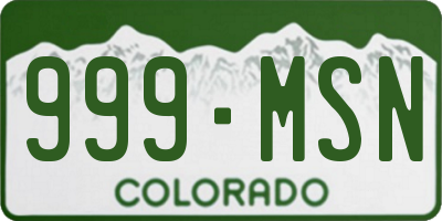 CO license plate 999MSN