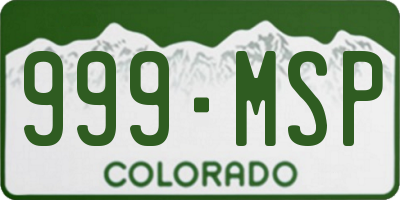 CO license plate 999MSP