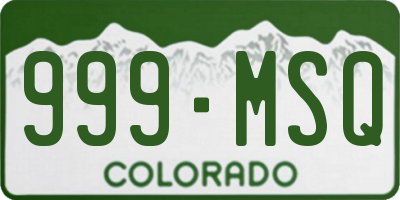 CO license plate 999MSQ