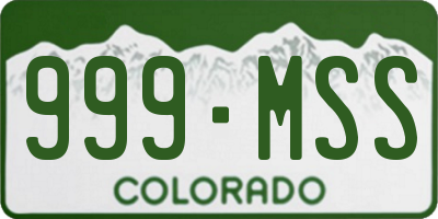 CO license plate 999MSS