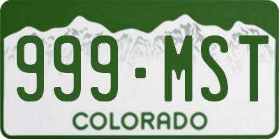 CO license plate 999MST