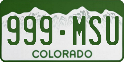 CO license plate 999MSU