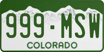 CO license plate 999MSW