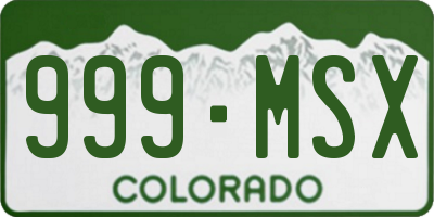 CO license plate 999MSX