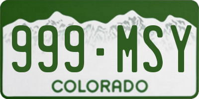 CO license plate 999MSY