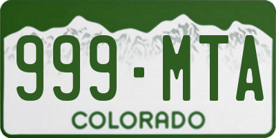 CO license plate 999MTA