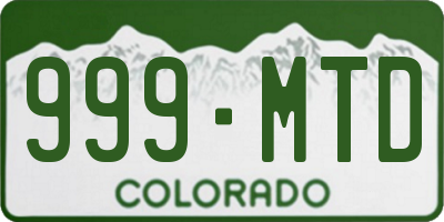 CO license plate 999MTD
