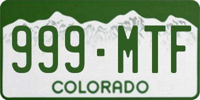 CO license plate 999MTF