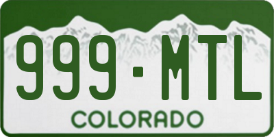 CO license plate 999MTL