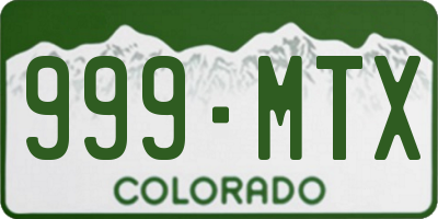 CO license plate 999MTX