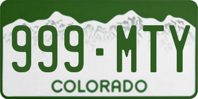 CO license plate 999MTY