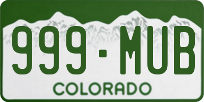 CO license plate 999MUB