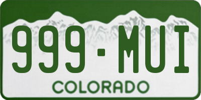 CO license plate 999MUI