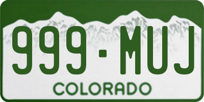 CO license plate 999MUJ