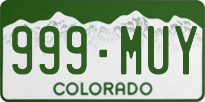 CO license plate 999MUY