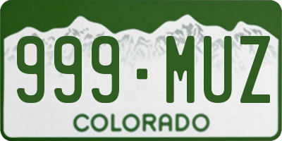 CO license plate 999MUZ