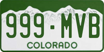CO license plate 999MVB