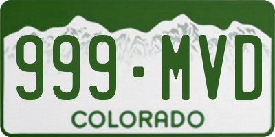 CO license plate 999MVD