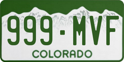 CO license plate 999MVF