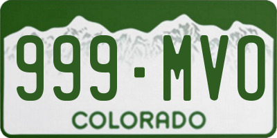 CO license plate 999MVO