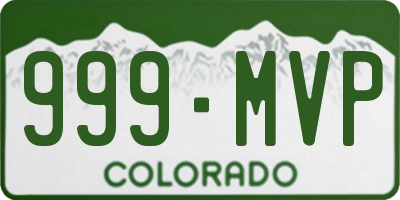 CO license plate 999MVP