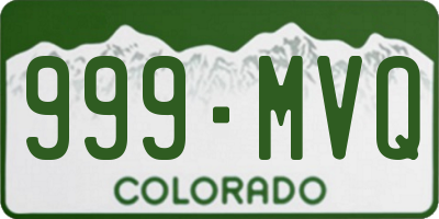 CO license plate 999MVQ
