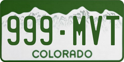CO license plate 999MVT