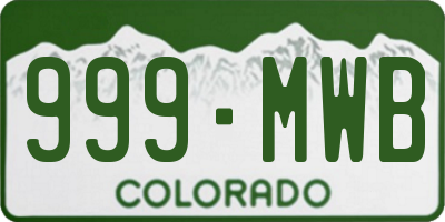 CO license plate 999MWB