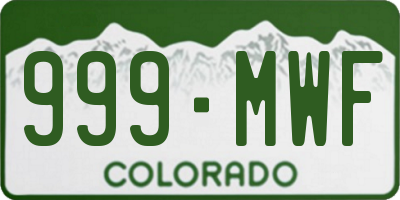 CO license plate 999MWF