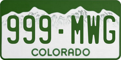 CO license plate 999MWG