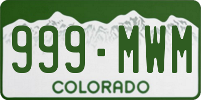 CO license plate 999MWM