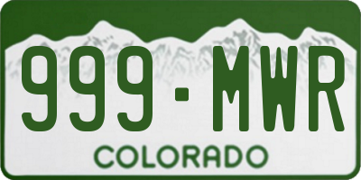 CO license plate 999MWR