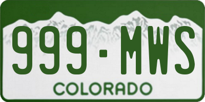 CO license plate 999MWS
