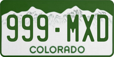 CO license plate 999MXD