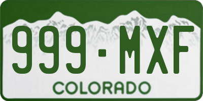 CO license plate 999MXF