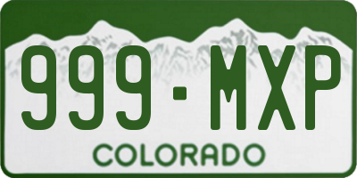 CO license plate 999MXP