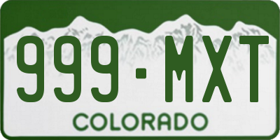 CO license plate 999MXT