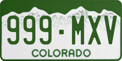 CO license plate 999MXV