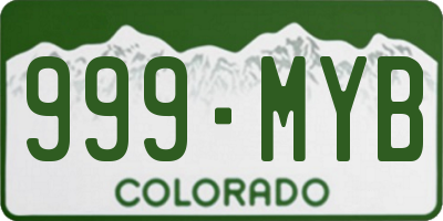 CO license plate 999MYB
