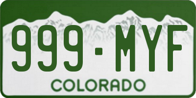 CO license plate 999MYF