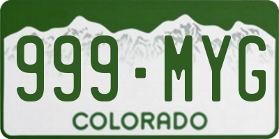 CO license plate 999MYG