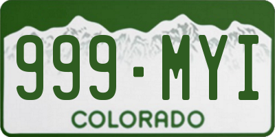 CO license plate 999MYI