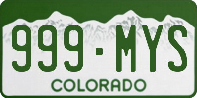 CO license plate 999MYS